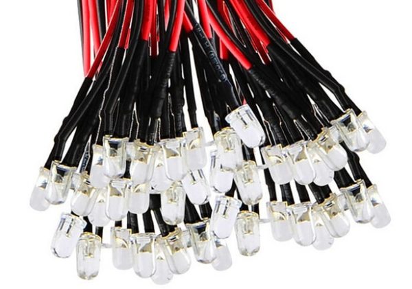 3V 5V 12V 24V 36V 220V 5mm 20 Cm Kablolu Şeffaf Mantar RGB Led Renkler 1 Adet