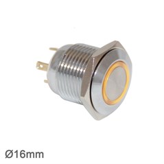 16mm Yaylı Buton Halka Düz Ledli Ip65 4P 12V