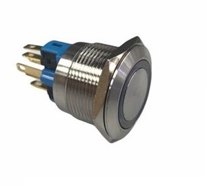 22mm Kalıcı Anahtar Düz Buton Halka Ledli Ip65 24V
