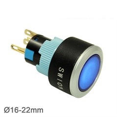 22mm Yaylı Buton Ledli 1NO/1NC 5P LED VOLTAJI 10V~24V ve 220V
