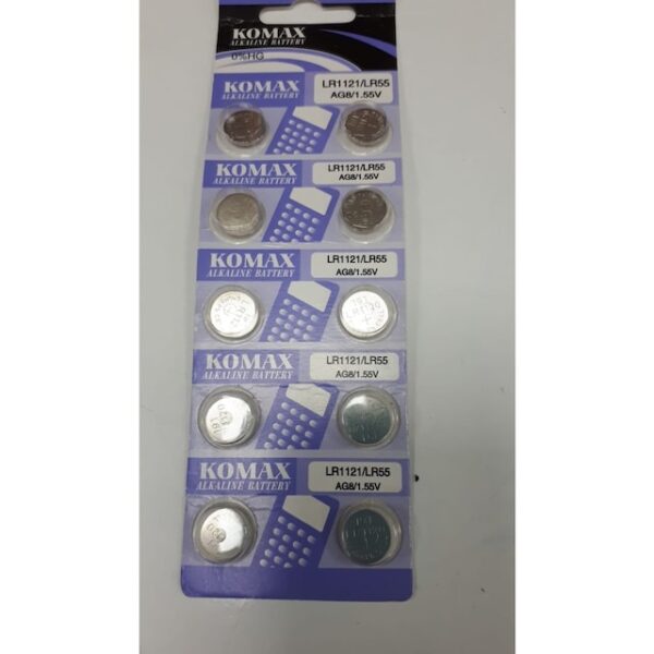 Komax AG8 1.55V LR55 LR1121 391A Alkalin Düğme Pil 10'lu